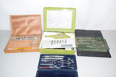 Lot 2 - Two cases of technical drawing instruments...