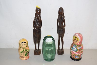 Lot 4 - Mixed Lot: Russian dolls, pair of African...