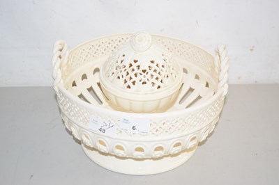 Lot 6 - Reproduction cream ware bowl and pot pourri jar