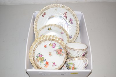 Lot 10 - Quantity of Dresden floral decorated tea wares