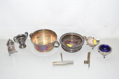 Lot 44 - Mixed Lot: Silver plated cruet, bottle stand...