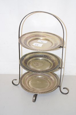Lot 64 - A silver plated three tier cake stand