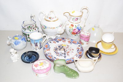 Lot 142 - Mixed Lot: Ironstone plates, Victorian teapot...
