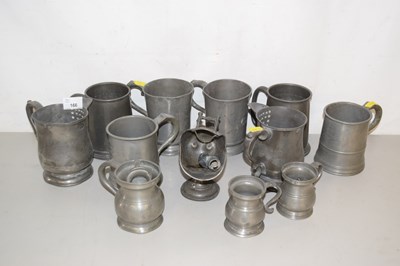 Lot 166 - Mixed Lot: Various pewter tankards and measures
