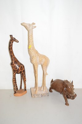 Lot 182 - Mixed Lot: Carved wooden warthog model and two...