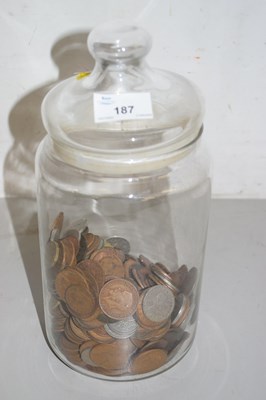 Lot 187 - A jar of mainly British pre-decimal copper...