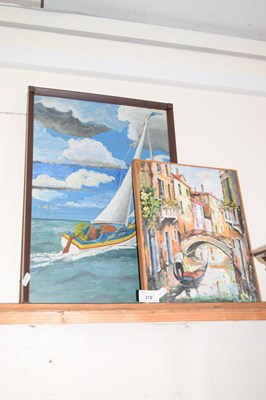 Lot 210 - 20th Century oil on canvas study of a Venice...
