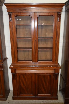Lot 220 - Victorian mahogany bookcase cabinet with...