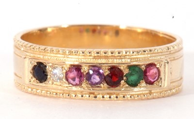 Lot 89 - Modern 9ct gold multi-gem set ring featuring...