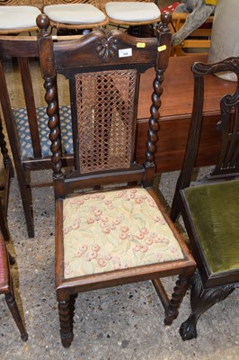 Lot 308 - An early 20th Century barley twist framed oak...