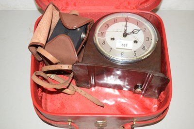 Lot 537 - Vintage Smiths mantel clock and a vintage camera