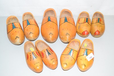Lot 556 - A collection of wooden clogs, mainly small sizes