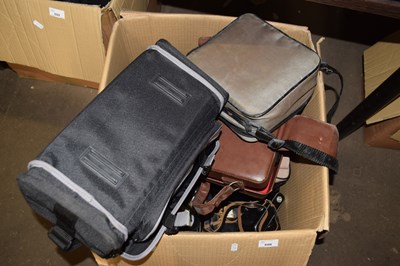 Lot 608 - Box of various assorted cameras, cases etc