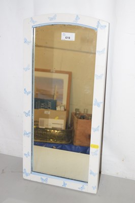 Lot 619 - Wall mirror with butterfly decorated frame