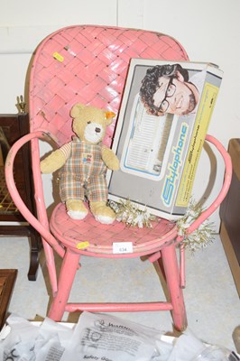 Lot 634 - A pink painted child's chair, a Rolf Harris...