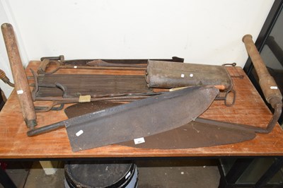 Lot 661 - Mixed Lot: Two vintage silage knives, iron...
