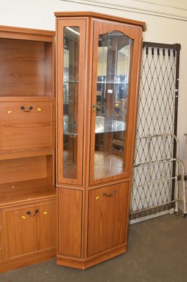 Lot 663 - Modern teak finish corner display unit