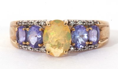 Lot 125 - Modern 9ct gold, opal, tanzanite and diamond...