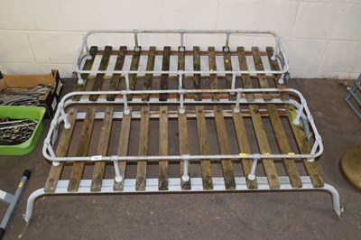 Lot 802 - A pair of vintage iron and slatted roof racks