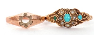 Lot 138 - Mixed Lot: antique 15ct gold turquoise and...