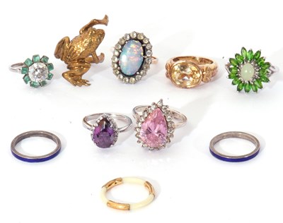 Lot 150 - Mixed Lot: three 925 and stone set rings, a...