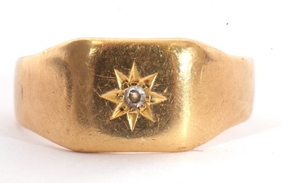 Lot 154 - 18ct gold and diamond set signet ring, the...