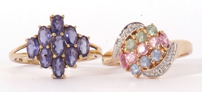 Lot 158 - Mixed Lot: two 9ct gold modern precious gem...