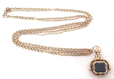Lot 175 - Yellow metal guard chain, 80cm long (joined),...