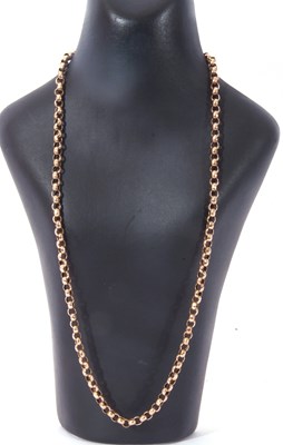 Lot 178 - Yellow metal belcher link chain, 26cm fastened,...