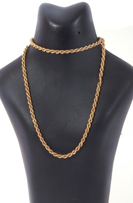 Lot 187 - Modern 9k stamped rope twist chain, 28cm when...