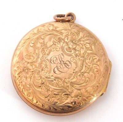 Lot 209 - Hallmarked 9ct gold circular hinged locket,...