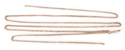 Lot 221 - 9c stamped long guard chain of belcher link...
