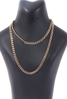 Lot 222 - Modern 9ct gold flattened curb link chain,...
