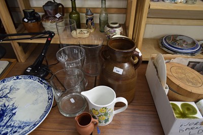 Lot 524 - LARGE TWO-HANDLED CERAMIC JUG AND SOME GLASS...