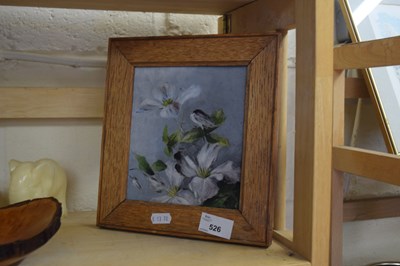 Lot 526 - OIL ON BOARD PICTURE OF FLOWERS IN LIGHT OAK...