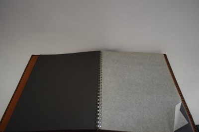 Lot 18 - LEATHER MOUNTED ALBUM WITH CHERUB DECORATION