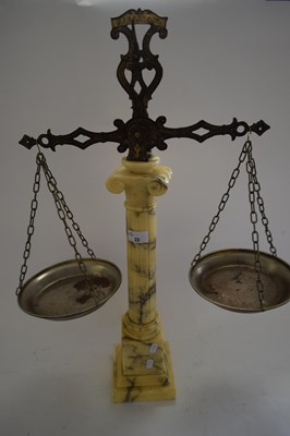 Lot 22 - ORNATE BEAM SCALES WITH DORIC COLUMN CENTRE