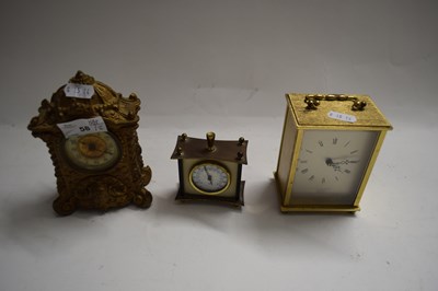 Lot 58 - MIXED LOT : SMALL METAL CASED MANTEL CLOCK,...