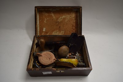 Lot 75 - 19TH CENTURY ROSEWOOD BOX CONTAINING VARIOUS...