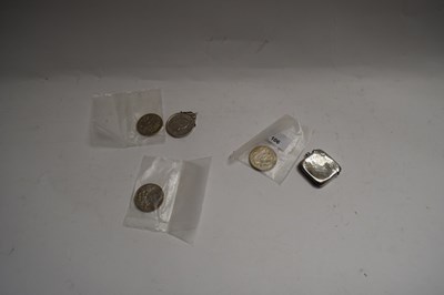 Lot 106 - SMALL SILVER VESTA CASE TOGETHER WITH THREE...