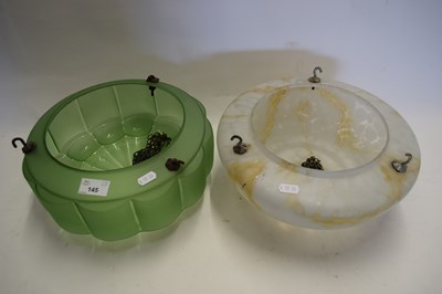 Lot 145 - MARBLED GLASS CEILING LIGHT SHADE AND A...