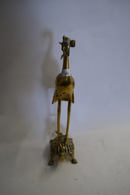 Lot 153 - ORIENTAL BRASS MODEL OF A CRANE RIDING A TORTOISE