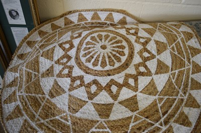 Lot 195 - SMALL CIRCULAR RUG WITH GEOMETRIC DESIGN, 90CM...