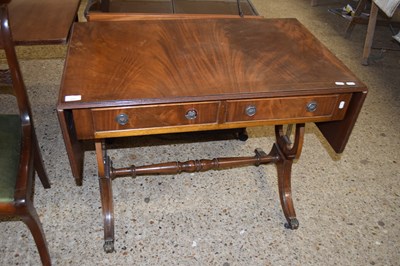 Lot 353 - REPRODUCTION MAHOGANY DROP LEAF SOFA TABLE...