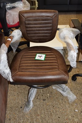 Lot 360 - BROWN LEATHERETTE METAL FRAMED DESK CHAIR