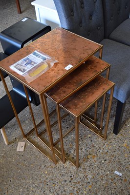 Lot 367 - NEST OF THREE UTTERMOST COPPER FINISH TABLES,...
