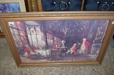 Lot 398 - COLOURED PRINT, INTERIOR SCENE, GILT FRAMED,...
