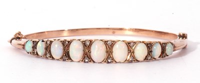 Lot 224 - Antique opal and diamond hinge bracelet, the...