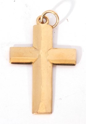 Lot 203 - 9ct gold cross pendant of plain polished...