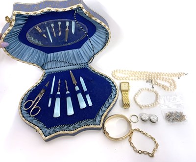 Lot 349 - Mixed Lot: cased vintage manicure set (one...